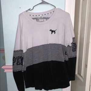 Grey and white long sleeve tee